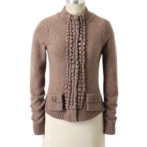Moth Anthropologie Wool Knit Cardigan Sz.S Beige Tan Retro Victorian Cottage
